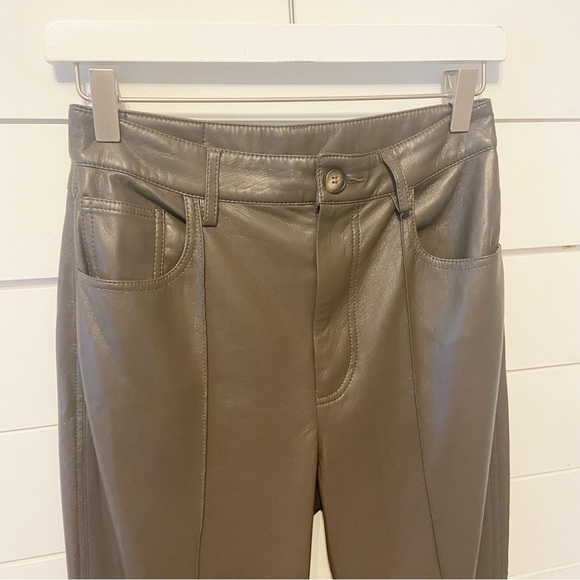 Nanushka |  Zoey Dark Brown High Waist Regenerated Leather Blend Trousers Small - Picture 10 of 16